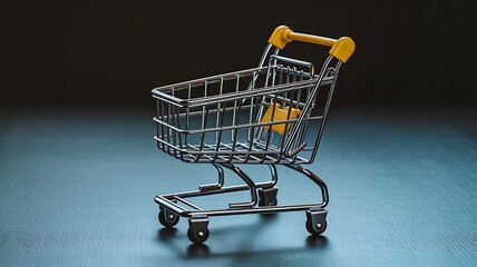 Mini shopping cart on dark background
