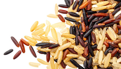 Scattered Rice Berry Seeds, Top-Down View, Minimal Organic Food Concept, Transparent Background