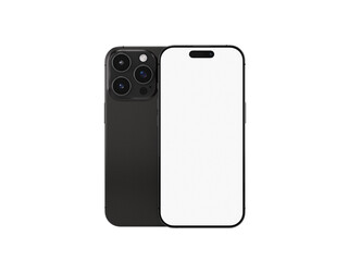 Modern black smartphone with multiple camera lenses isolated on transparent background