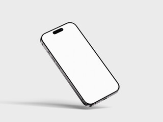 Modern smartphone displaying blank white screen isolated on transparent background