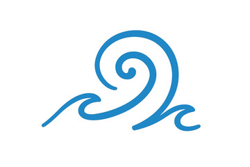 Fototapeta premium Simple blue stylized ocean wave swirl graphic design element for water and marine themes