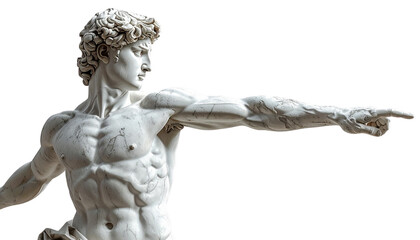 Three-Quarter Perspective of Discobolus Statue, Detailed Musculature and Marble Texture,