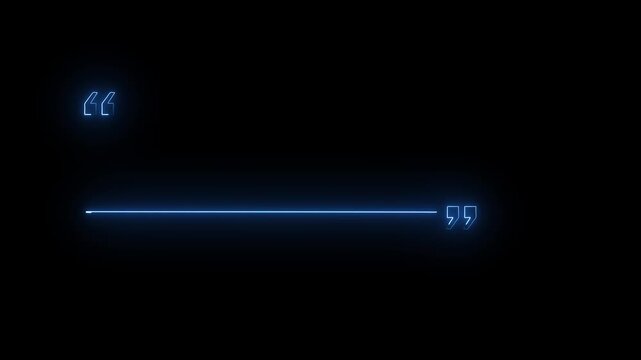 abstract neon commas with bottom comma line moving left cyan color line ,comma and black background.