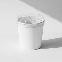 Blank White Paper Cup with Clear Dome Lid on Clean White Background