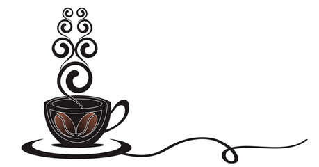Coffee Cup Icon, Cup of steaming hot coffee vector illustration on white background