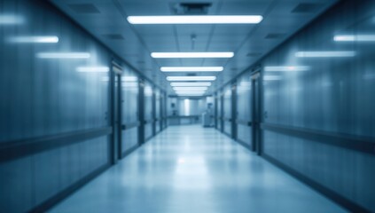 Obraz premium Blurred interior corridor of a scientific facility, suitable for editorial header background