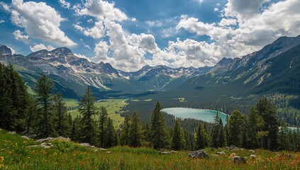Fototapeta premium Mountains Surrounded by Summer Clouds, Erosion Risk