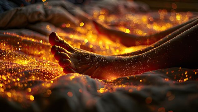 Bare Feet on Hot Embers at Night.