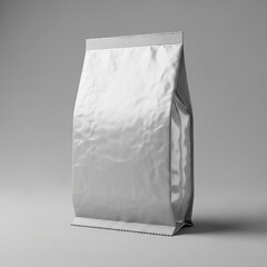 Blank Silver Metallic Stand-up Pouch Packaging Mockup on Gray