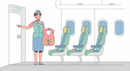 Safety Demonstration By Flight Attendant Before Flight Departure