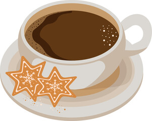 Coffee with Gingerbread Star Cookies Illustration
