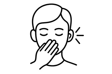 Minimalist black and white graphic of person covering mouth symbolizing secrecy and gossip