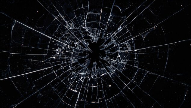 Cracked glass and mirror on a dark surface, highlighting fragility and reflection - Powered by Adobe