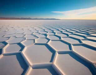 Obraz premium vast white salt flat hexagonal patterns