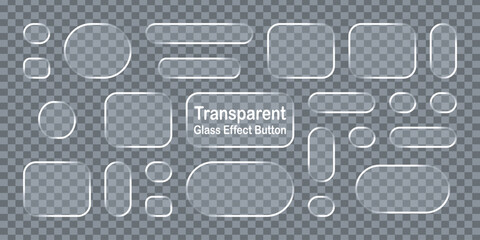 Fototapeta premium Transparent glass effect buttons collection vector graphic design elements