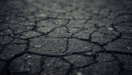 Obraz premium Old cracked asphalt texture, suitable for urban density, Earth Day