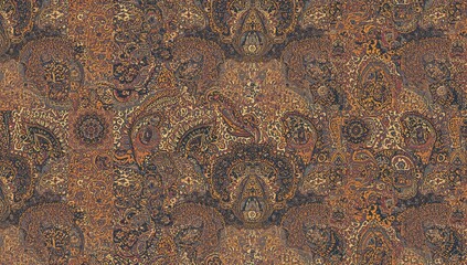 Patchwork mosaic design featuring paisley and floral elements, ideal for textile and decoration use