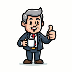 Businessman with Coffee and Thumbs Up A Positive Workplace Icon