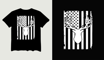 American Deer Hunter Patriotic t-shirt design for t-shirt quotes or poster svg printable cut file