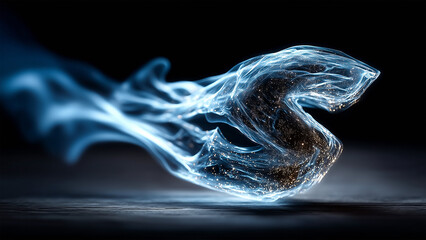 Abstract S Design: An artful display of flowing, ethereal light in the shape of the letter S on a dark backdrop, creating a captivating design.