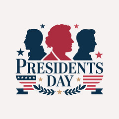 Presidents Day Celebration with Silhouettes and Patriotic Elements United States Presidential Holiday
