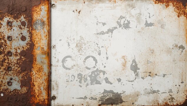 Rusty metal texture on a white backdrop, suitable for editorial design,