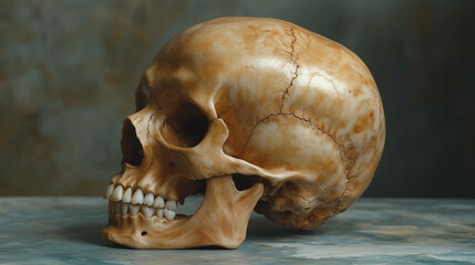 Skull model showcasing intricate details and natural textures in a scientific context ai, skull, model, anatomy, education, science, textures, detail, art, lighting, human, structure, contour, natural