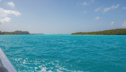 Vivid Blue Waters of the Caribbean Observed from a Ferry Deck, seasonal change
