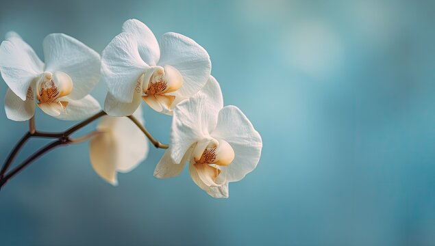 Delicate White Orchids in Soft Light.