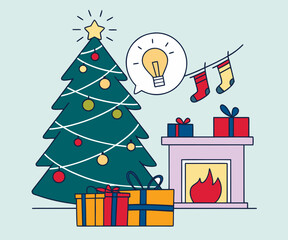Fototapeta premium Christmas Illustration design, Winter holiday illustration