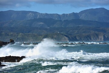 Storm waves bringing in the floating debris