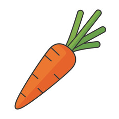 Cartoon Carrot with Green Leaves - A Fresh and Healthy Vegetable.