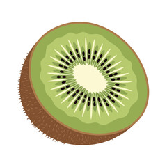 Detailed Kiwi Fruit Slice Illustration with Seeds and Texture.