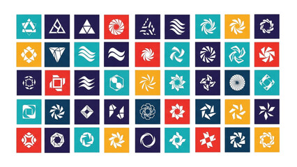 Colorful Geometric Logo Icons Set — Abstract Modern Brand Vector Collection