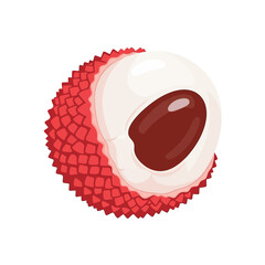 Fresh Lychee Fruit with Red Skin and White Flesh.