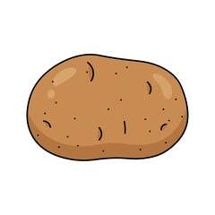 Illustration of a Single Brown Potato with Black Outline.