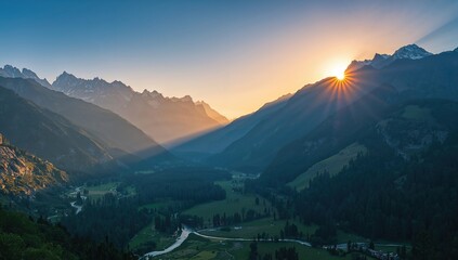 Mountain Peaks in Solang Valley Bathed in Sunlight, showcasing seasonal change