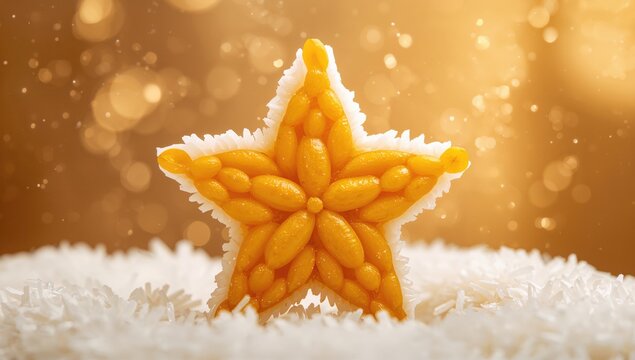 Star-shaped creation made from yellow beans and rice, fiber-dense choice