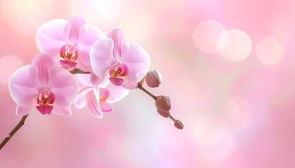 Delicate Pink Orchids With Soft Bokeh Background And Gentle Lighting