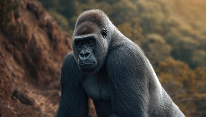 Obraz premium Silverback Male Gorilla, symbol of strength and social structure, conservation awareness