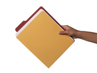 Hand Holding Folder Document Isolated on Transparent Background