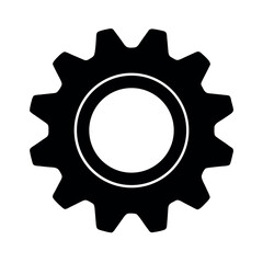 Cogwheel or Gear Black Silhouette Vector Illustration