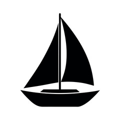 Small Sailboat Black Silhouette Vector Illustration