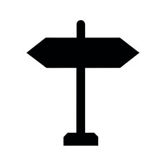 Street Sign with Arrow Black Silhouette Vector Illustration