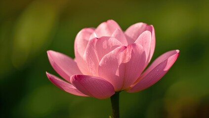 Fototapeta premium Close-up of pink flower against a green background, ideal for editorial header background
