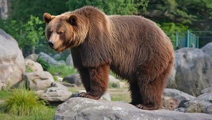 Obraz premium Brown bear in a natural setting, showcasing wildlife preservation