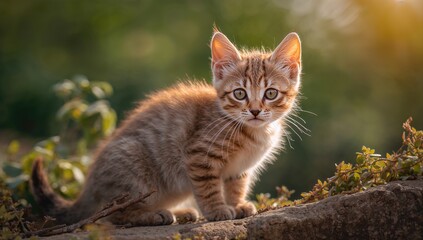 Wild feline in natural habitat, showcasing agility and predatory behavior