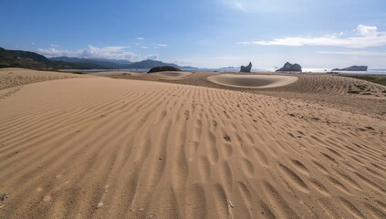 Natural Sand Ski Terrain Formed by Wind Erosion, highlighting erosion risk