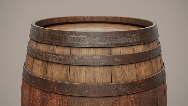 Vintage wooden cask isolated on white background