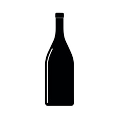 Wine Bottle Minimalist Black Silhouette Vector Illustration